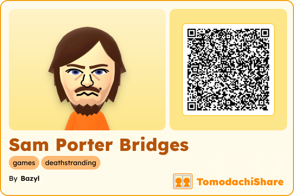 Sam Porter Bridges, a male Mii  with tags: games, deathstranding