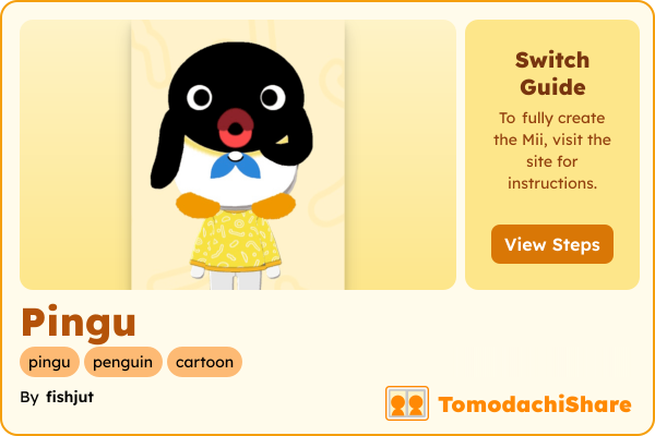 Pingu, a male Mii  with tags: pingu, penguin