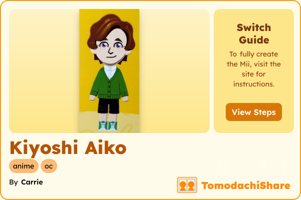 Kiyoshi Aiko, a male Mii  with tags: anime, oc