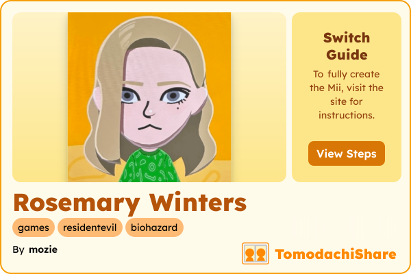 Rosemary Winters, a female Mii  with tags: games, residentevil, biohazard