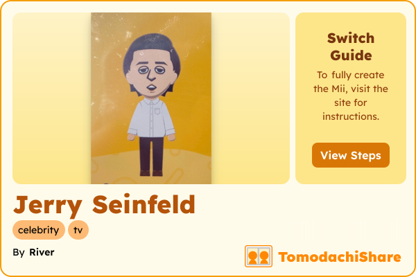 Jerry Seinfeld, a male Mii  with tags: celebrity, tv