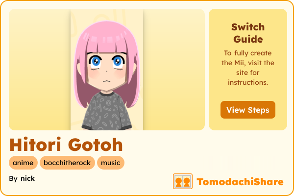 Hitori Gotoh, a female Mii  with tags: anime, bocchitherock, music