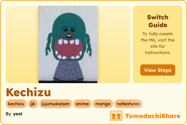 Kechizu, a male Mii  with tags: kechizu, jjk, jujutsukaisen, anime, manga, nofeatures