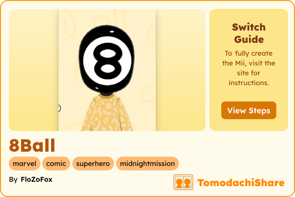 8Ball, a male Mii  with tags: marvel, comic, superhero, midnightmission