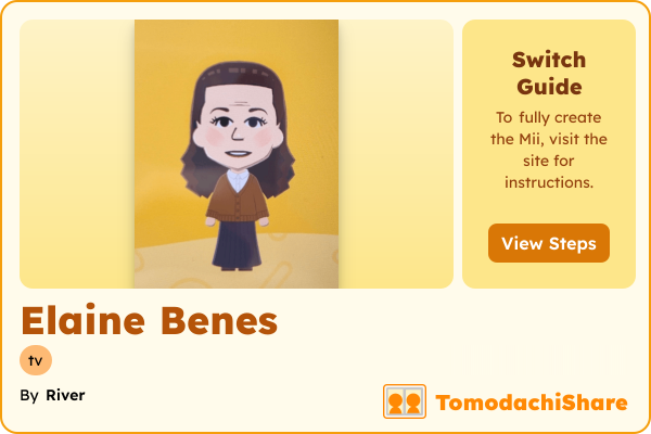 Elaine Benes, a male Mii  with tags: tv
