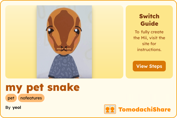 my pet snake, a male Mii  with tags: pet, nofeatures