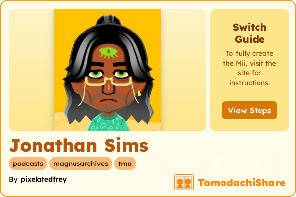 Jonathan Sims, a male Mii  with tags: podcasts, magnusarchives, tma