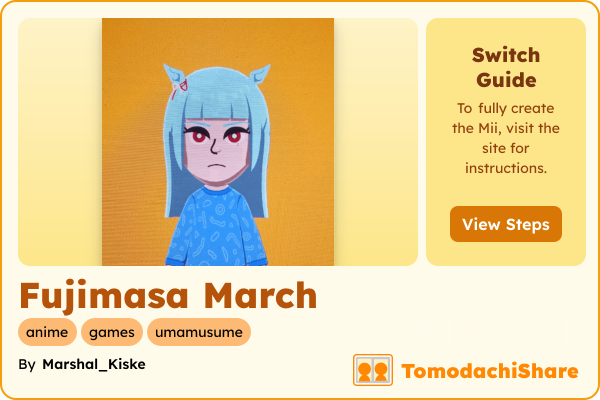 Fujimasa March, a female Mii  with tags: anime, games, umamusume