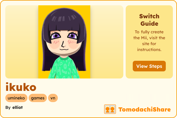 ikuko, a female Mii  with tags: umineko, games, vn