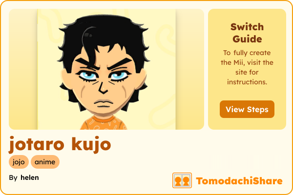 jotaro kujo, a male Mii  with tags: jojo, anime
