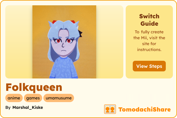 Folkqueen, a female Mii  with tags: anime, games, umamusume