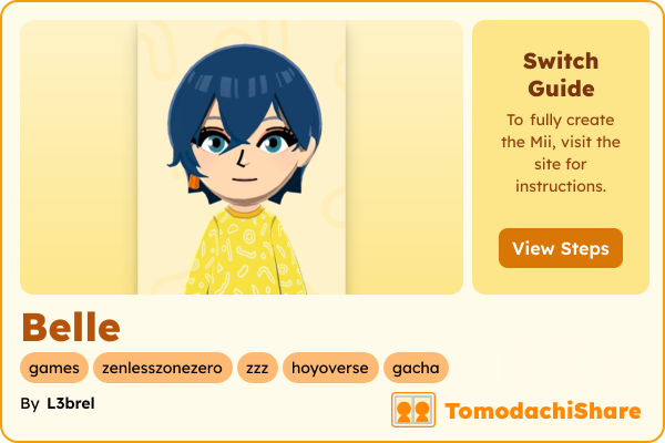 Belle, a female Mii  with tags: games, zenlesszonezero, zzz, hoyoverse, gacha