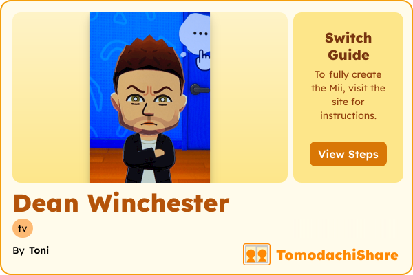 Dean Winchester, a male Mii  with tags: tv