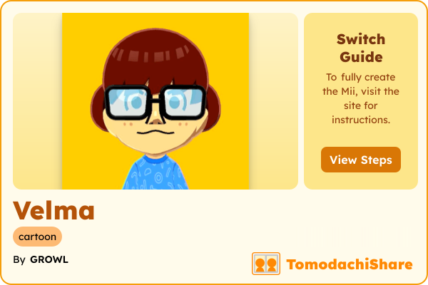 Velma, a female Mii  with tags: cartoon
