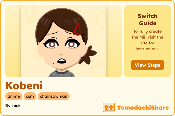 Kobeni, a female Mii  with tags: anime, csm, chainsawman