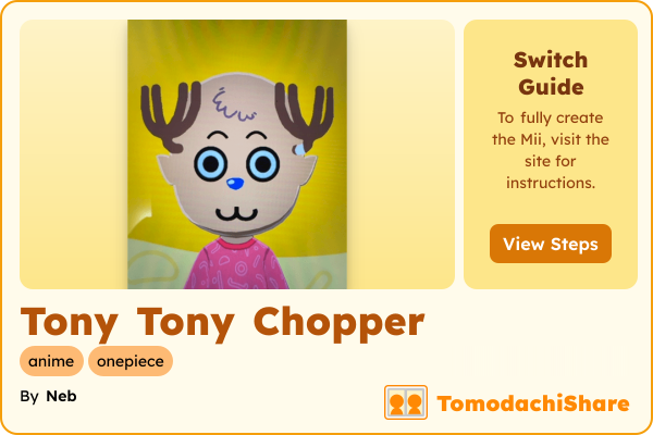 Tony Tony Chopper, a male Mii  with tags: anime, onepiece