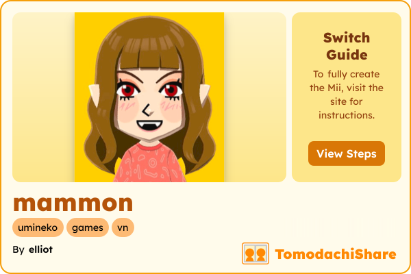 mammon, a female Mii  with tags: umineko, games, vn
