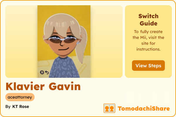 Klavier Gavin, a male Mii  with tags: aceattorney