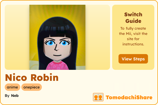 Nico Robin, a female Mii  with tags: anime, onepiece