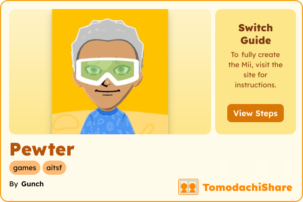 Pewter, a male Mii  with tags: games, aitsf