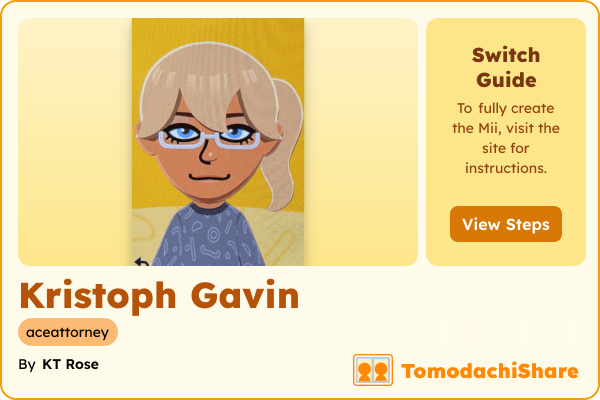 Kristoph Gavin, a male Mii  with tags: aceattorney