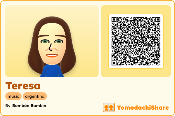 Teresa, a female Mii  with tags: music, argentina