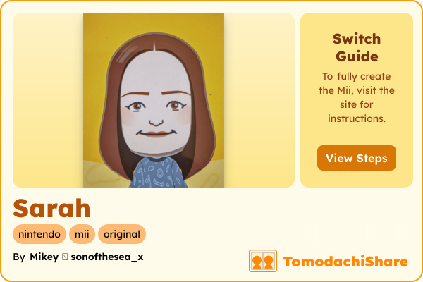 Sarah, a female Mii  with tags: nintendo, mii, original