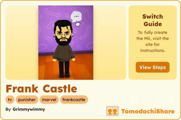 Frank Castle, a male Mii  with tags: tv, punisher, marvel, frankcastle