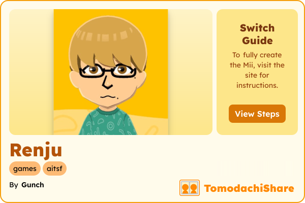 Renju, a male Mii  with tags: games, aitsf