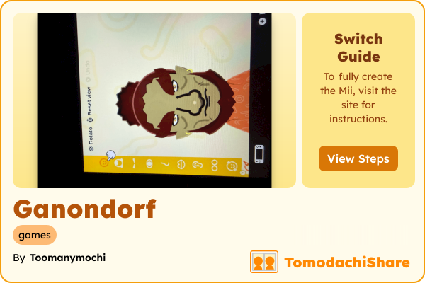 Ganondorf, a male Mii  with tags: games
