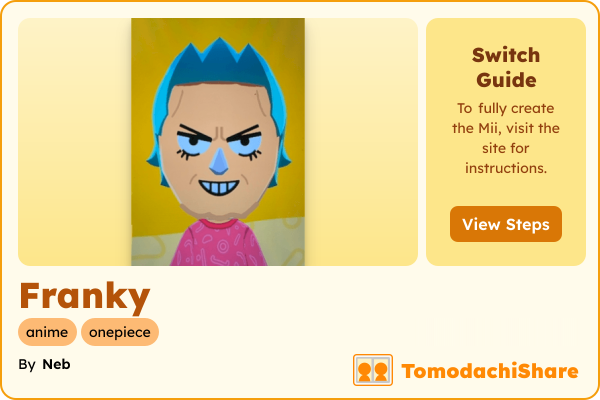 Franky, a male Mii  with tags: anime, onepiece