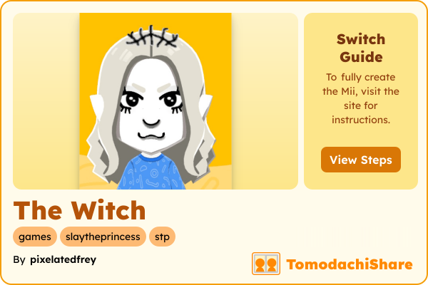 The Witch, a female Mii  with tags: games, slaytheprincess, stp