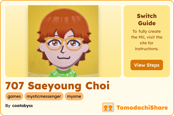 707 Saeyoung Choi, a male Mii  with tags: games, mysticmessenger, mysme