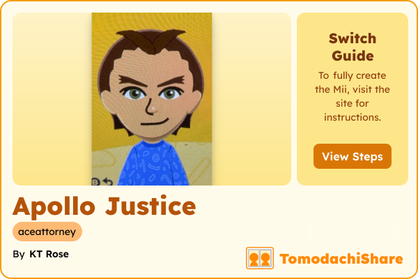 Apollo Justice, a male Mii  with tags: aceattorney