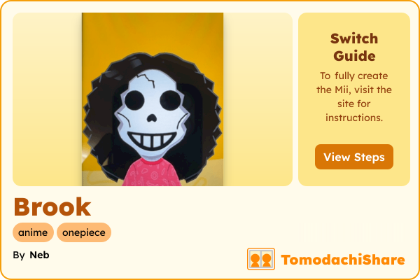 Brook, a male Mii  with tags: anime, onepiece