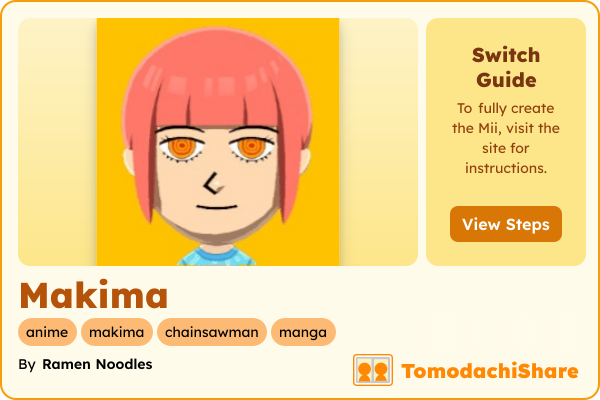 Makima, a female Mii  with tags: anime, makima, chainsawman, manga