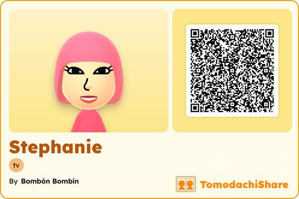 Stephanie, a female Mii  with tags: tv