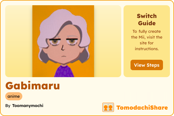 Gabimaru, a male Mii  with tags: anime