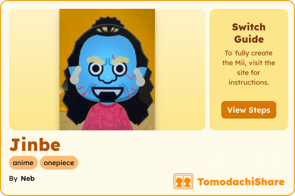 Jinbe, a male Mii  with tags: anime, onepiece