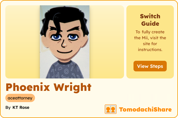 Phoenix Wright, a male Mii  with tags: aceattorney