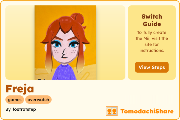 Freja, a female Mii  with tags: games, overwatch