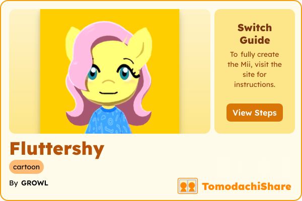 Fluttershy, a female Mii  with tags: cartoon