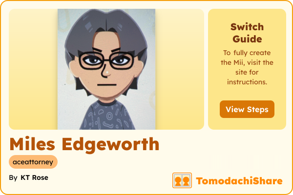Miles Edgeworth, a male Mii  with tags: aceattorney