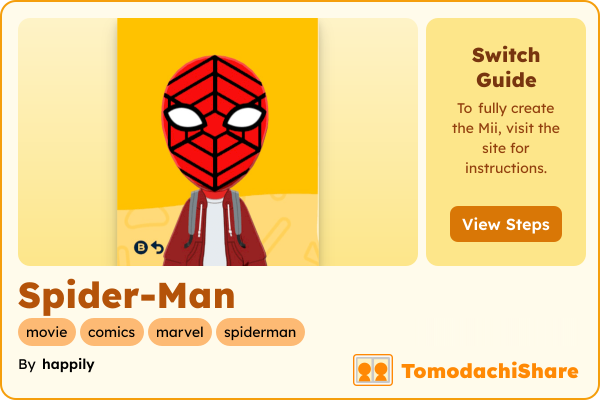 Spider-Man, a male Mii  with tags: movie, comics, marvel, spiderman