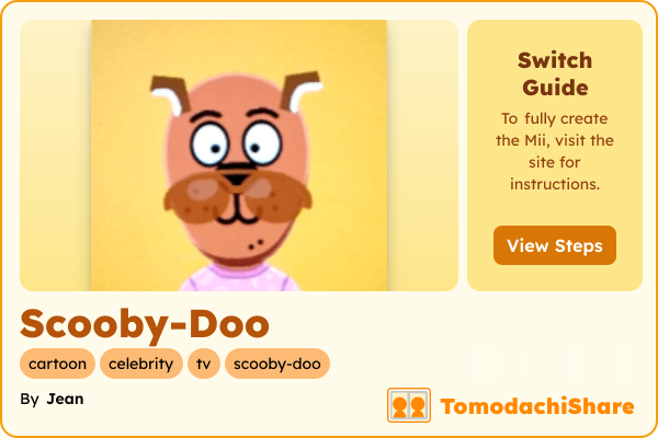 Scooby-Doo, a male Mii  with tags: cartoon, celebrity, tv, scooby-doo