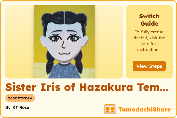 Sister Iris of Hazakura Temple, a male Mii  with tags: aceattorney