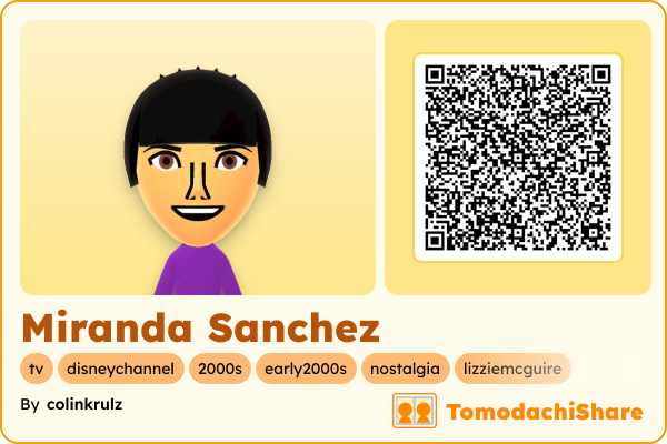 Miranda Sanchez, a female Mii  with tags: tv, disneychannel, 2000s, early2000s, nostalgia, lizziemcguire