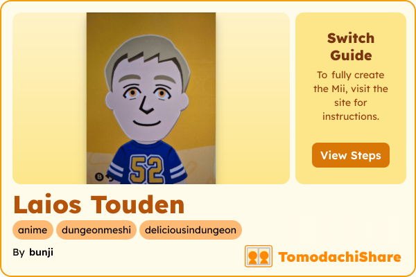 Laios Touden, a male Mii  with tags: anime, dungeonmeshi, deliciousindungeon