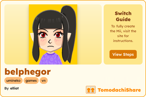belphegor, a female Mii  with tags: umineko, games, vn