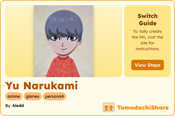 Yu Narukami, a male Mii  with tags: anime, games, persona4